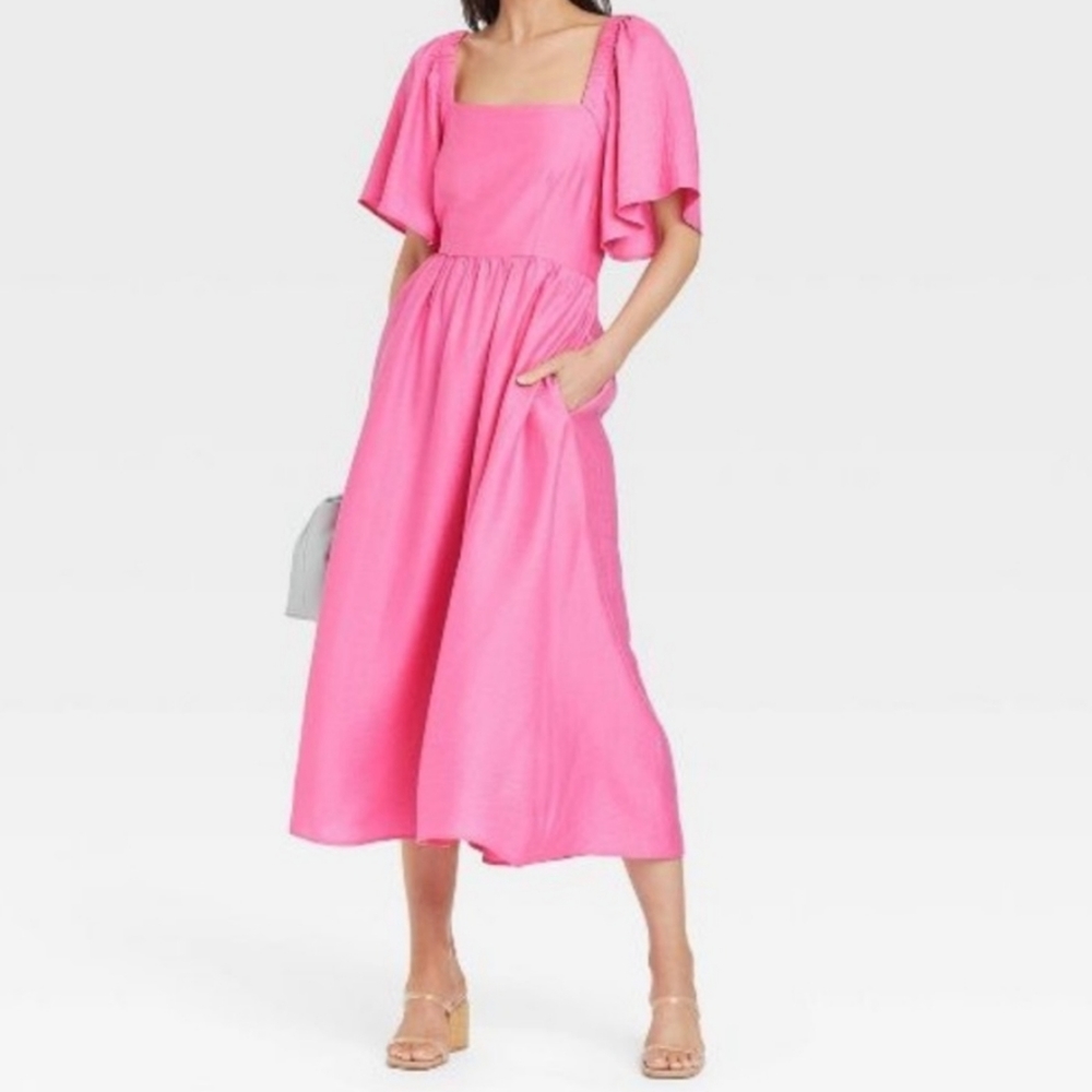 A new day Pink Midi Dress NWT Size S Bow Detail